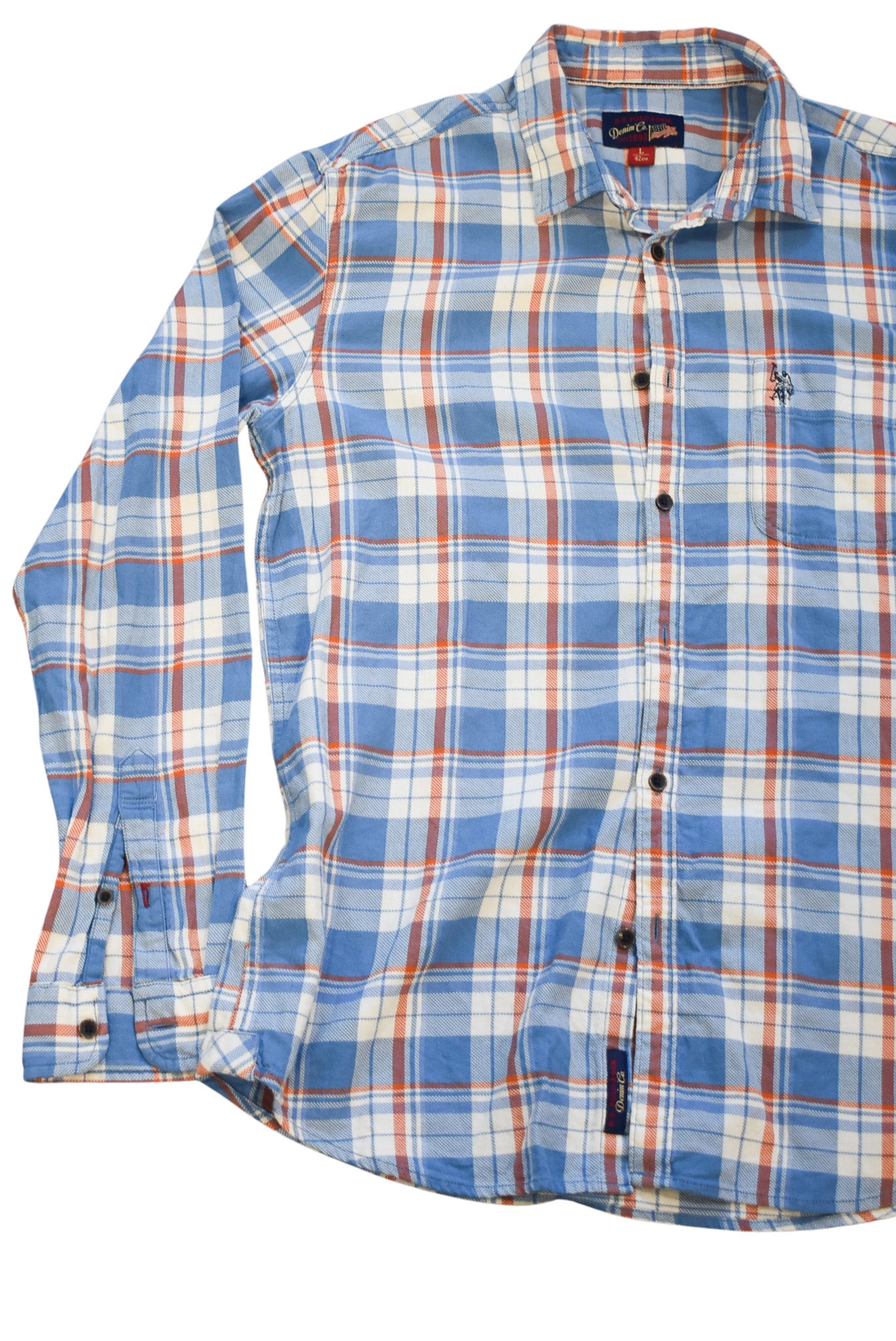 US Polo ASSN button down plaid shirt, L