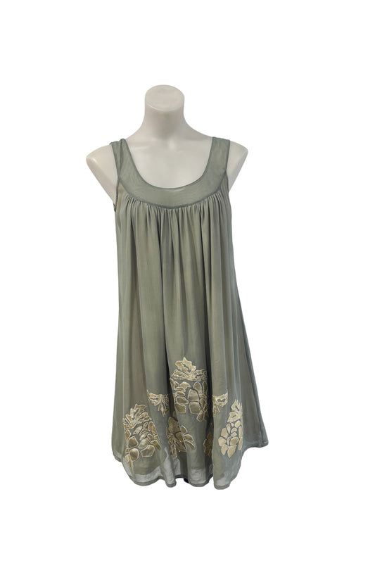 Joolay sage green silk tunic dress, S