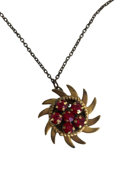 Vintage blazing sun faux ruby necklace