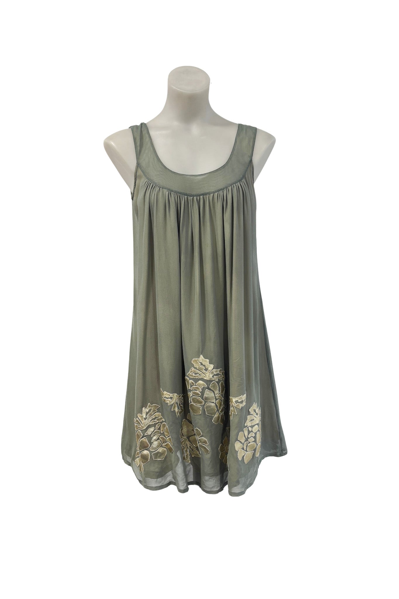 Joolay sage green silk tunic dress, S