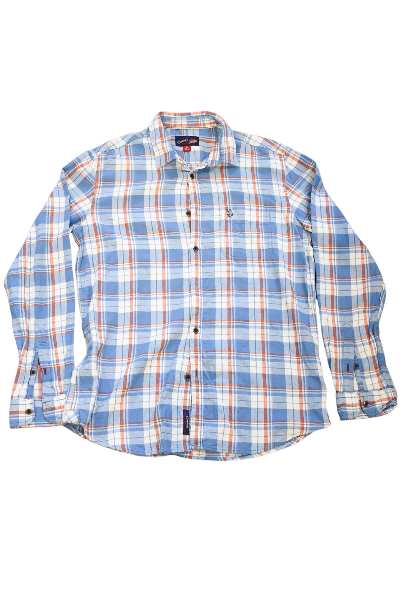 US Polo ASSN button down plaid shirt, L