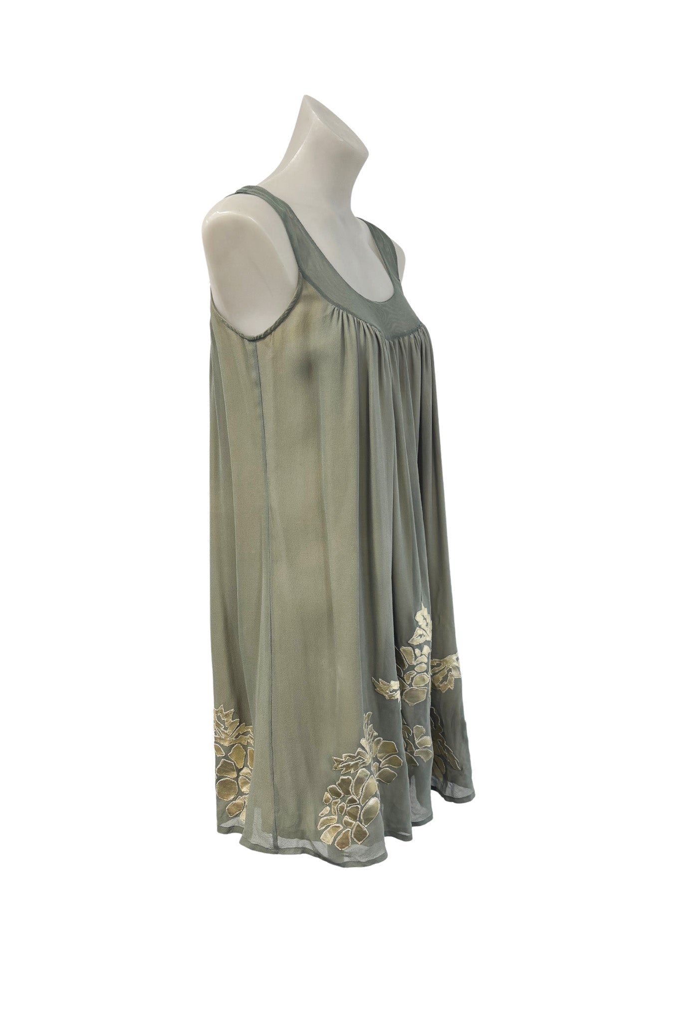 Joolay sage green silk tunic dress, S