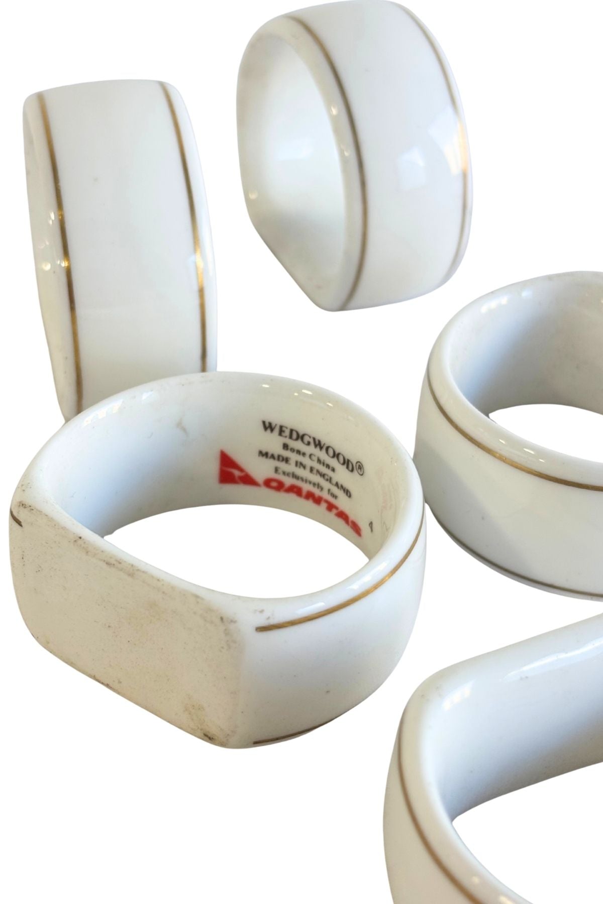 Wedgewood Bone China UK made Qantas napkin rings x5