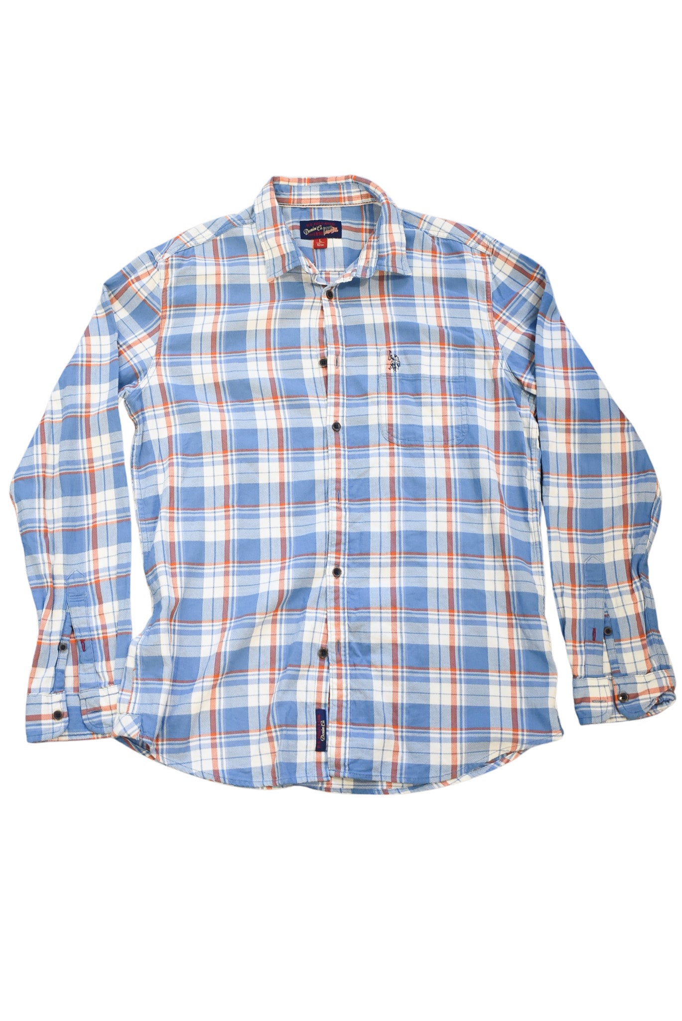 US Polo ASSN button down plaid shirt, L