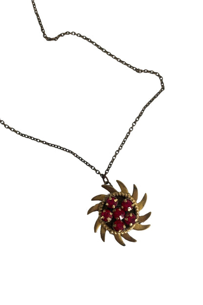 Vintage blazing sun faux ruby necklace