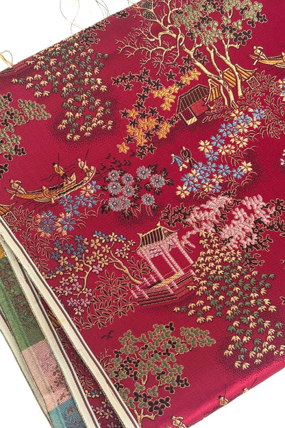 Beautiful red oriental satin fabric