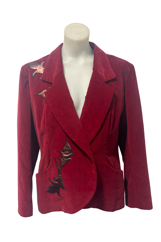 Vintage red velvet blazer, M/L