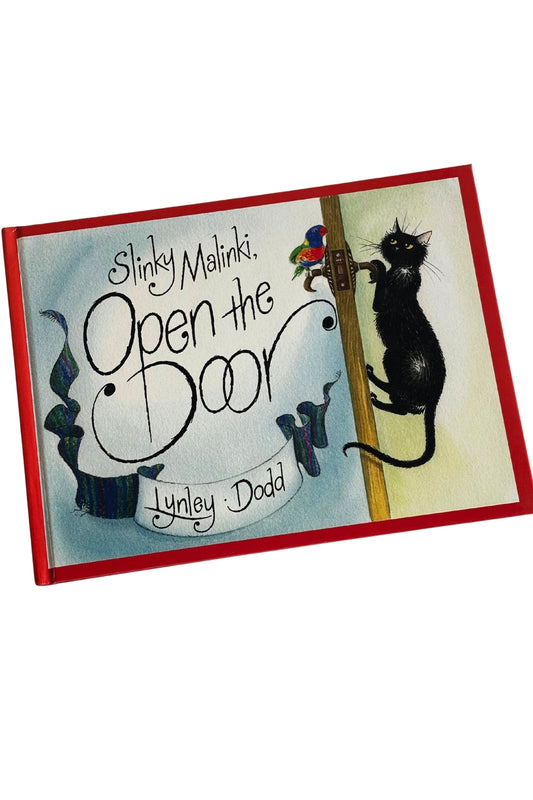 Lynley Dodd childrens' book "Slinky Malinki Open The Door"