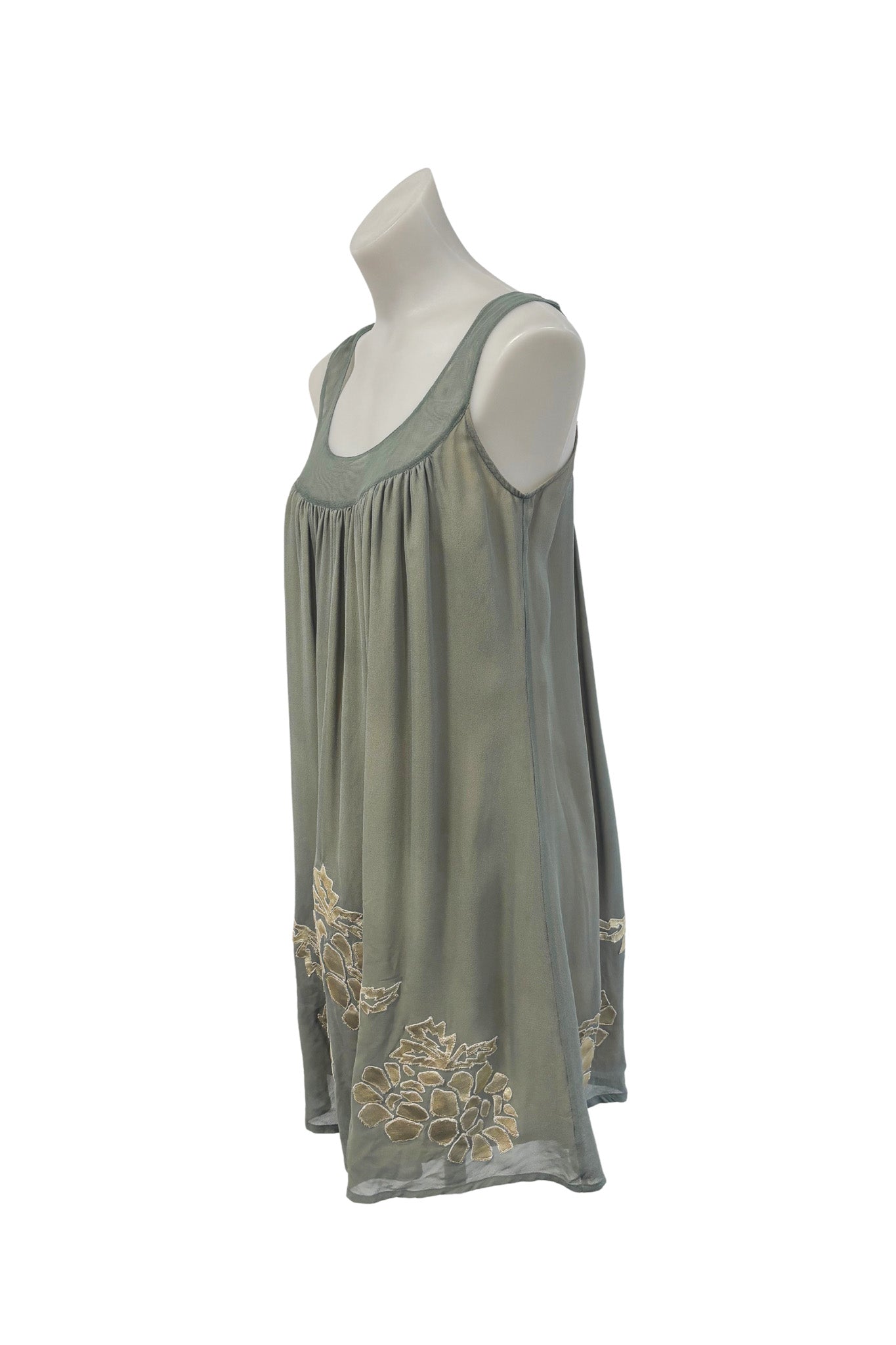 Joolay sage green silk tunic dress, S