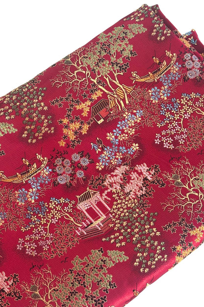 Beautiful red oriental satin fabric