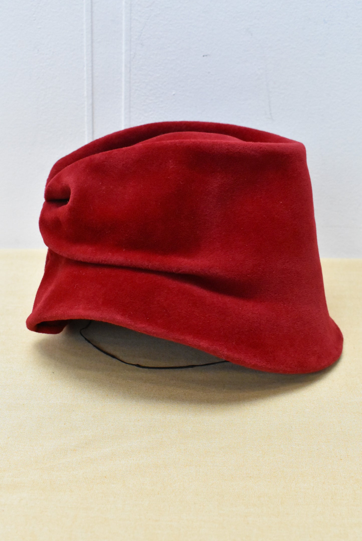 Vintage Knights Millinery NZ rich red velvet hat