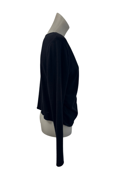 Ruched front black cardigan, L