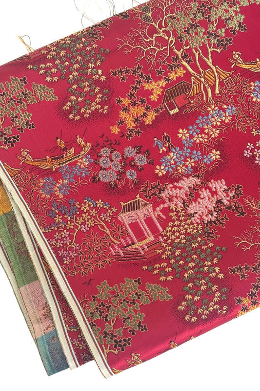 Beautiful red oriental satin fabric