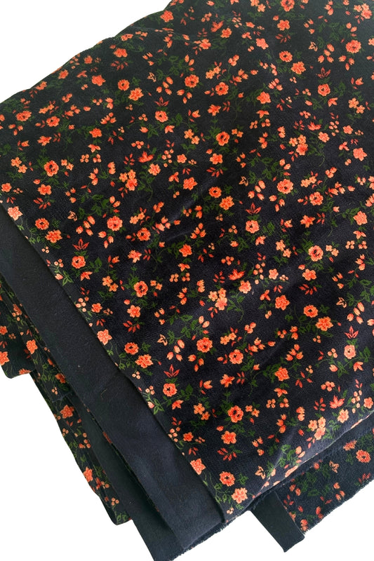 Salmon pink floral corduroy fabric .9m x 5m
