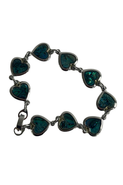 Paua shell hearts bracelet