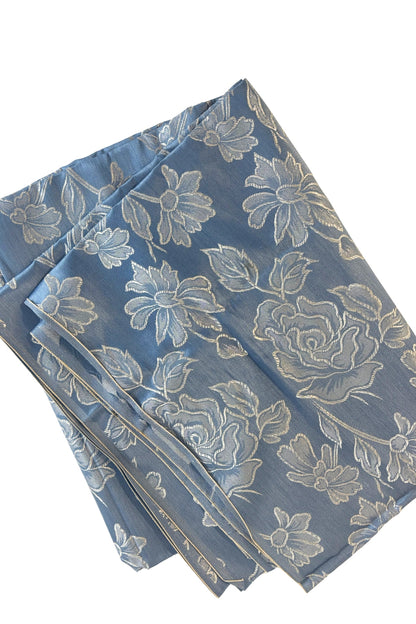 Glittery blue + silver fabric