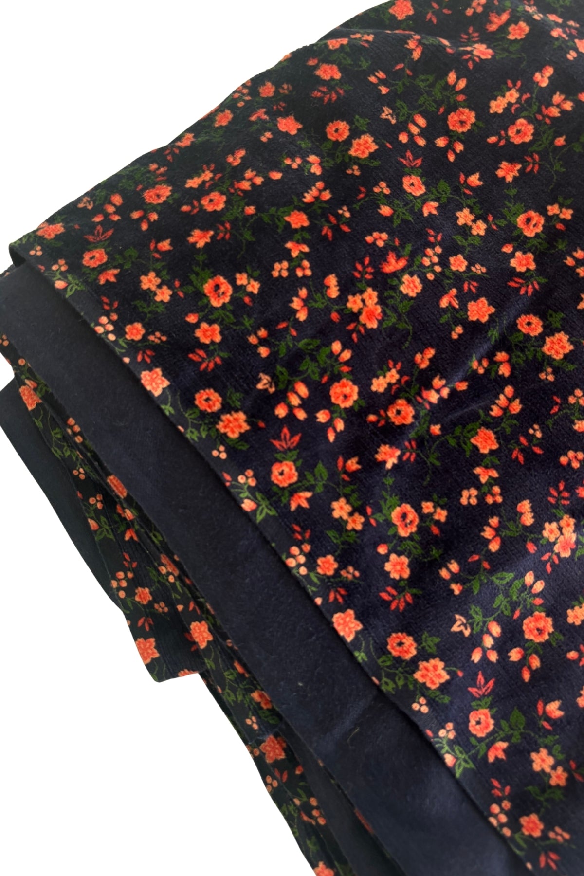 Salmon pink floral corduroy fabric .9m x 5m