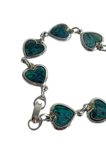 Paua shell hearts bracelet