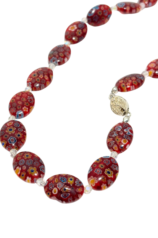 Italian glass bead 925 silver clasp necklace