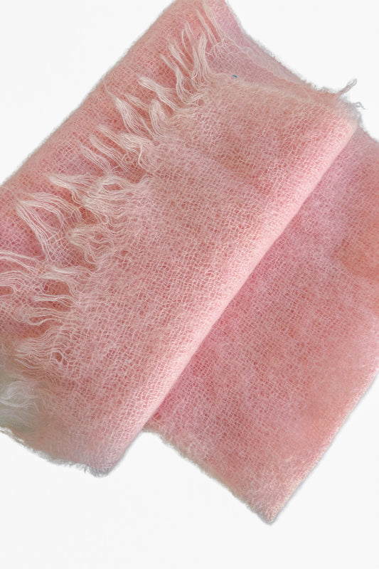Vintage baby pink wool scarf