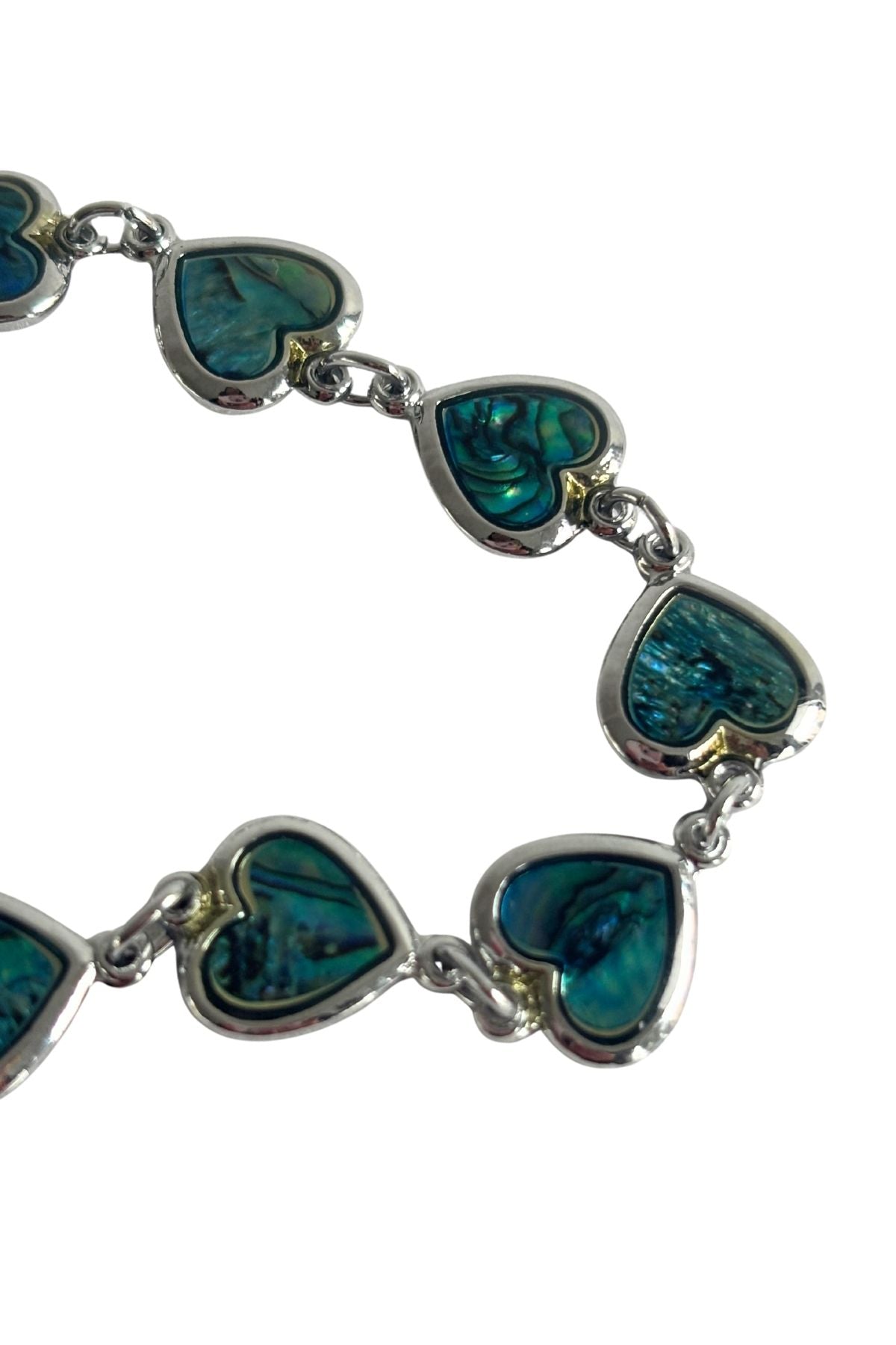 Paua shell hearts bracelet