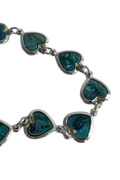 Paua shell hearts bracelet