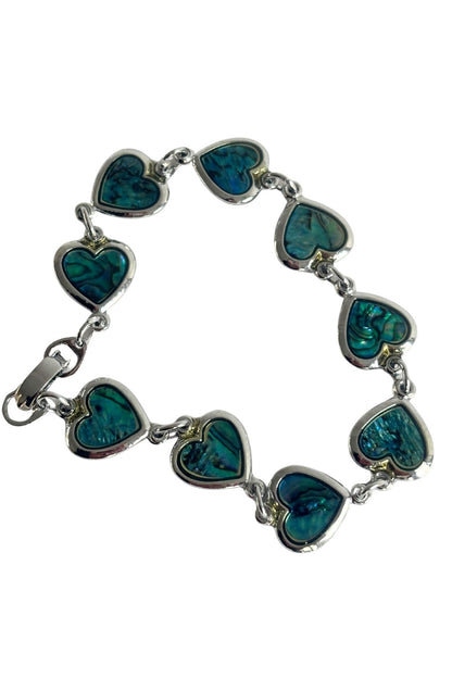 Paua shell hearts bracelet