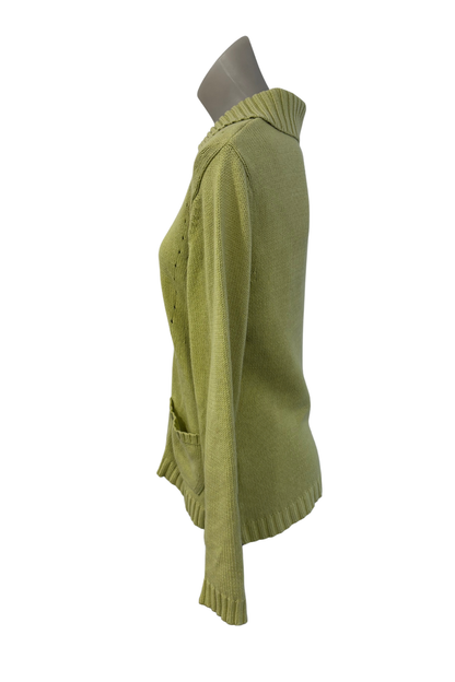 Twin Rivers lime green knit zip up jacket, S