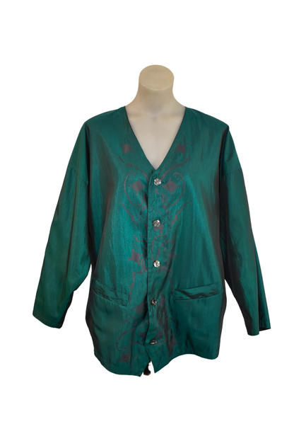 Vintage blue iridescent oversized blazer, L