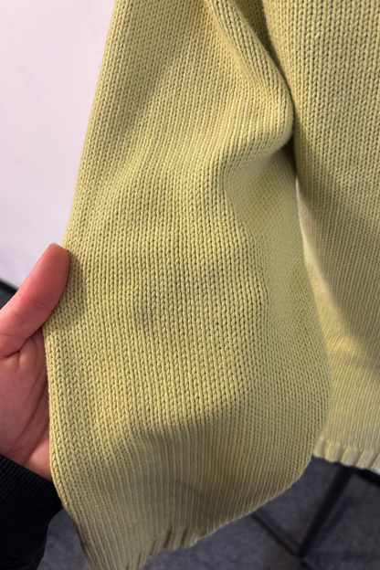 Twin Rivers lime green knit zip up jacket, S