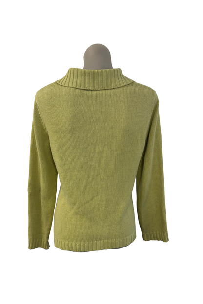 Twin Rivers lime green knit zip up jacket, S