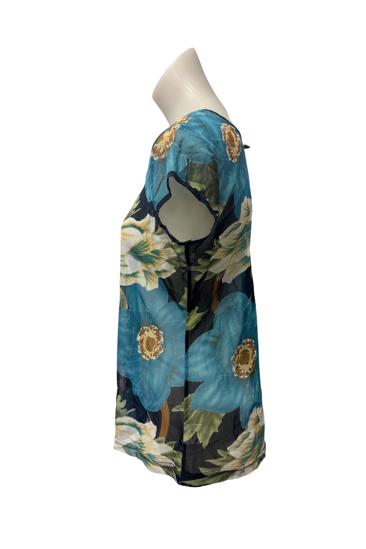 Silk Caress floral mesh blouse, XL