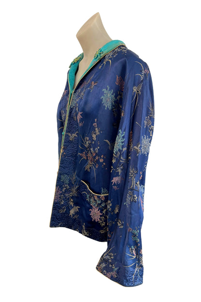 Vintage oriental silk satin jacket, S