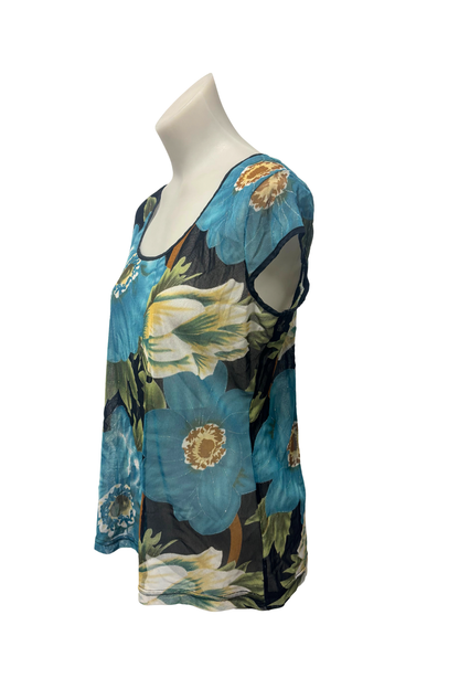 Silk Caress floral mesh blouse, XL