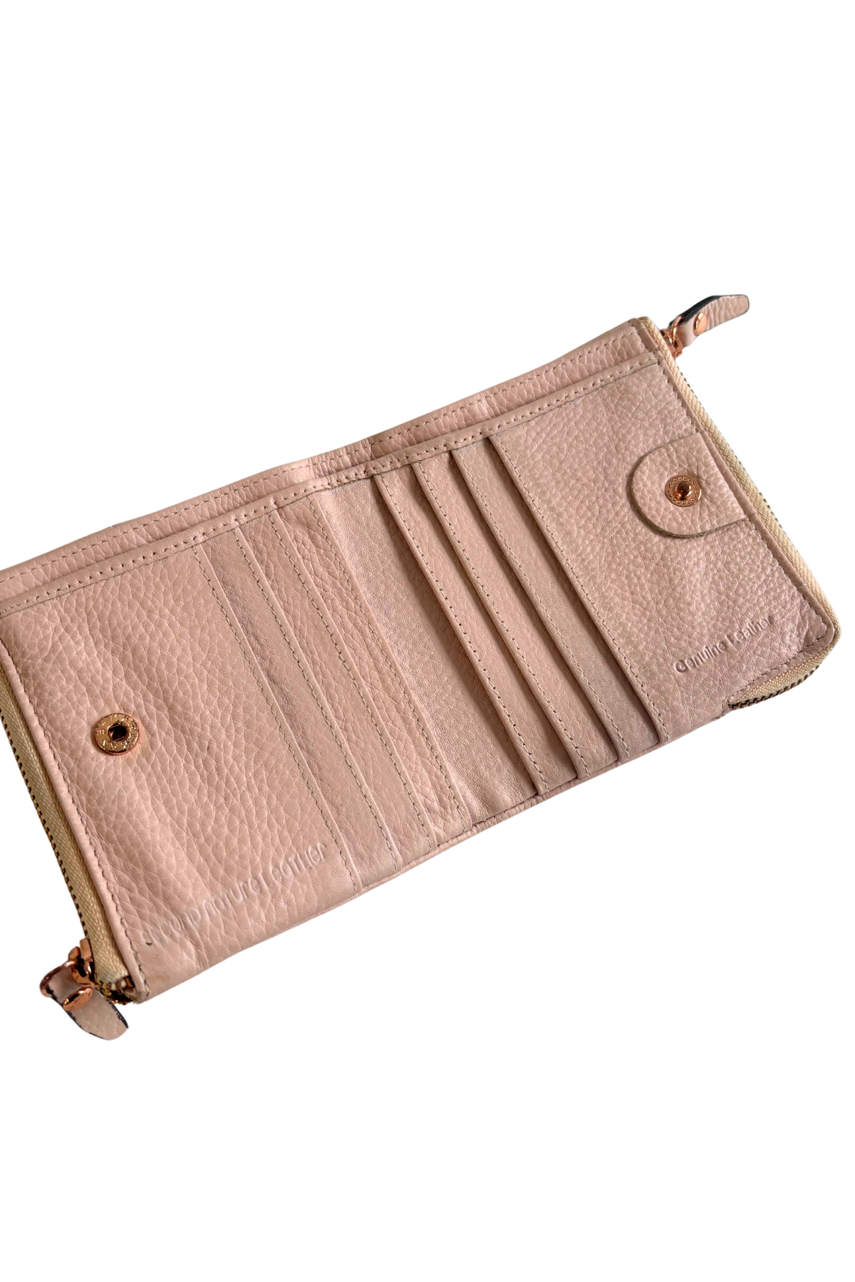 Blush pink genuine leather wallet