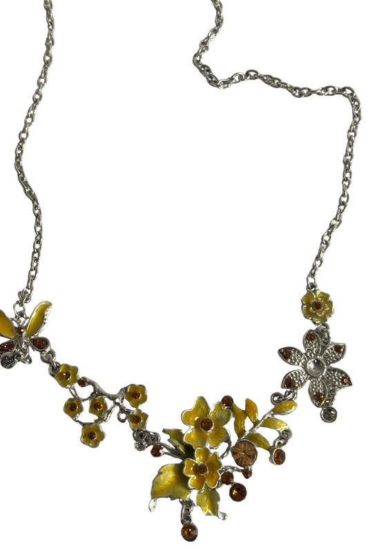 Glittering yellow flowers necklace