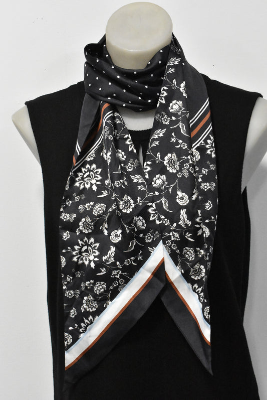 Polka dot and flowers scarf