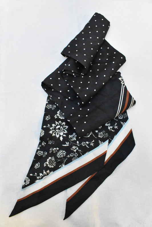 Polka dot and flowers scarf