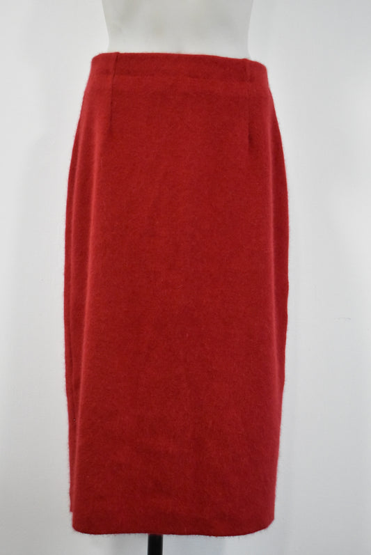 Glengyle NZ made long red angora blend skirt, M