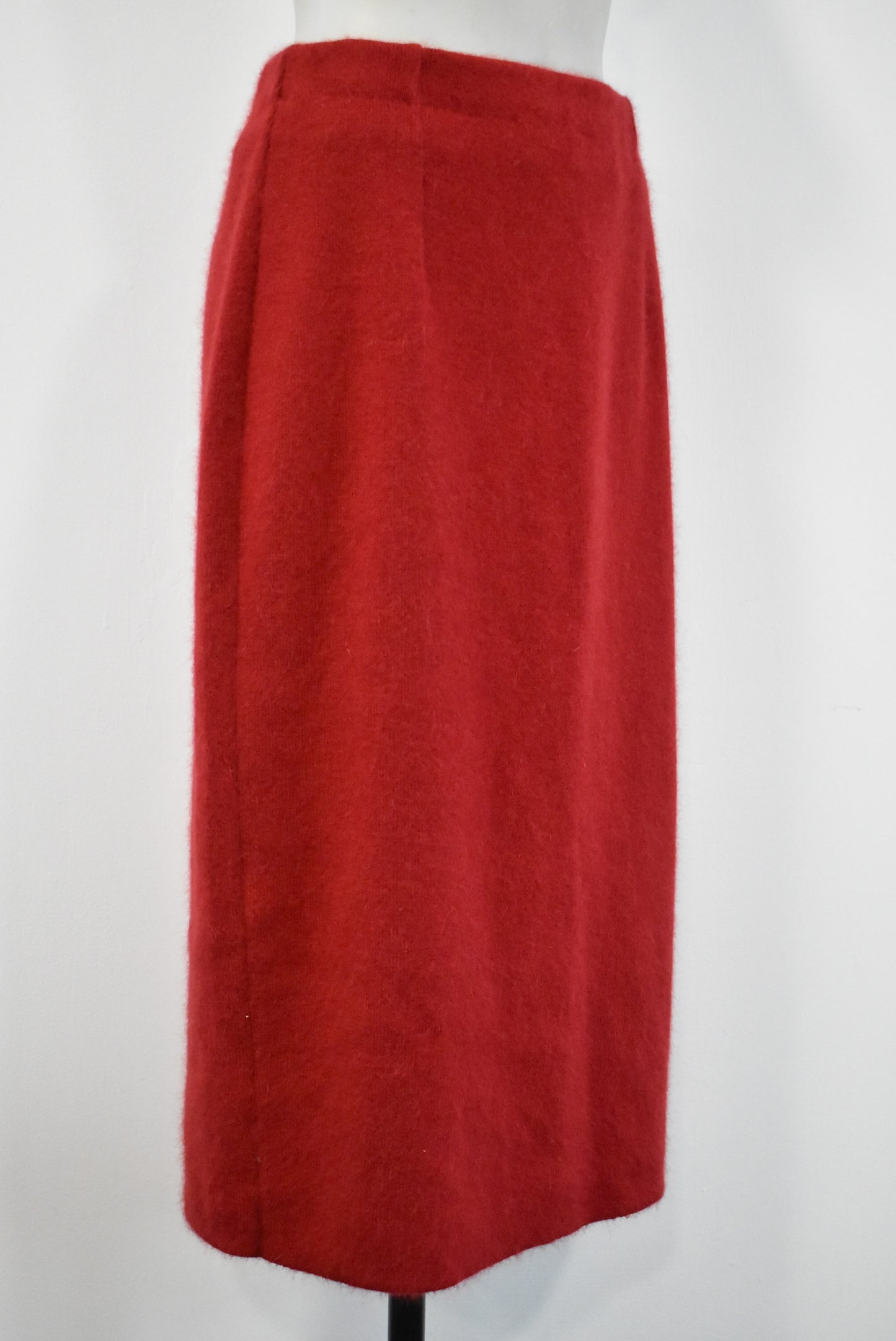 Glengyle NZ made long red angora blend skirt, M