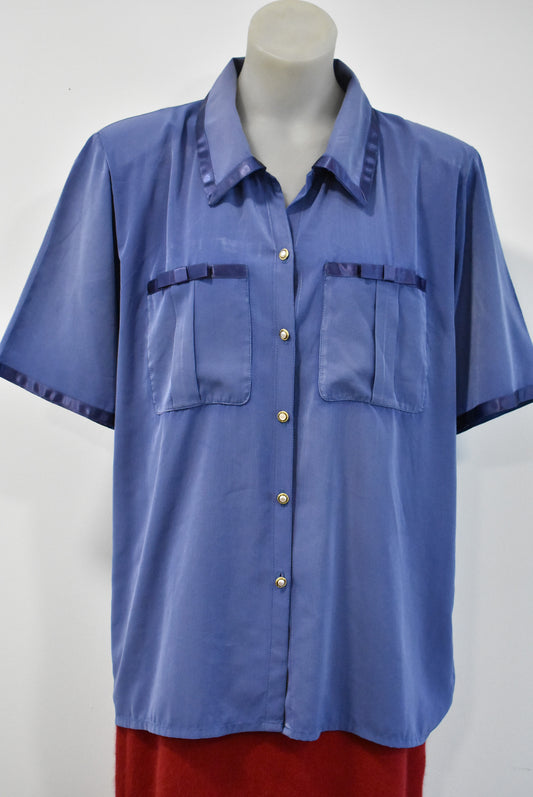 Vintage Pierre Cardin NZ made indigo button-down shirt, M