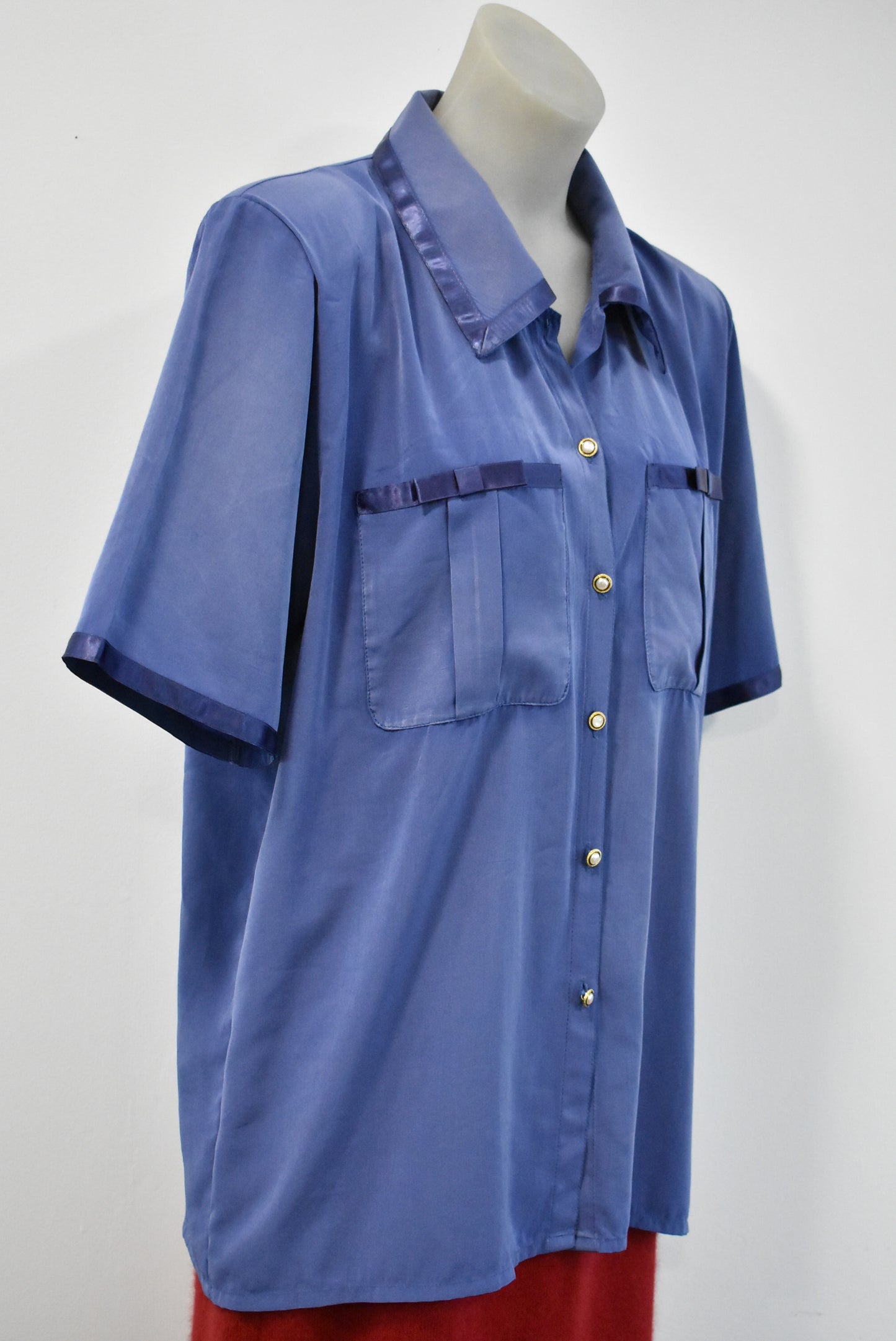 Vintage Pierre Cardin NZ made indigo button-down shirt, M