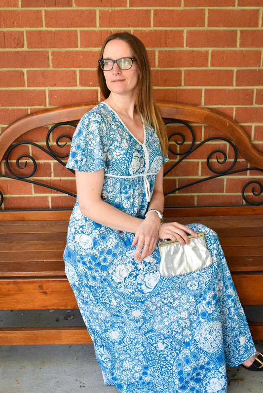 Vintage handmade blue dress, S