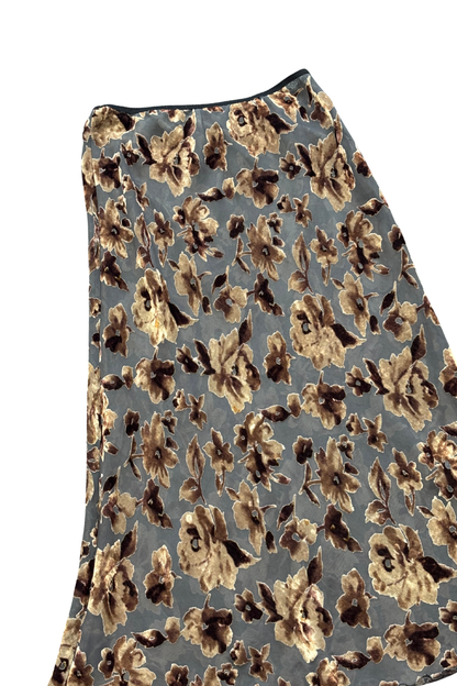 Beautiful sheer velvet flowers maxi skirt, M