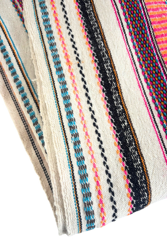 Bright pink + blue woven sarape fabric