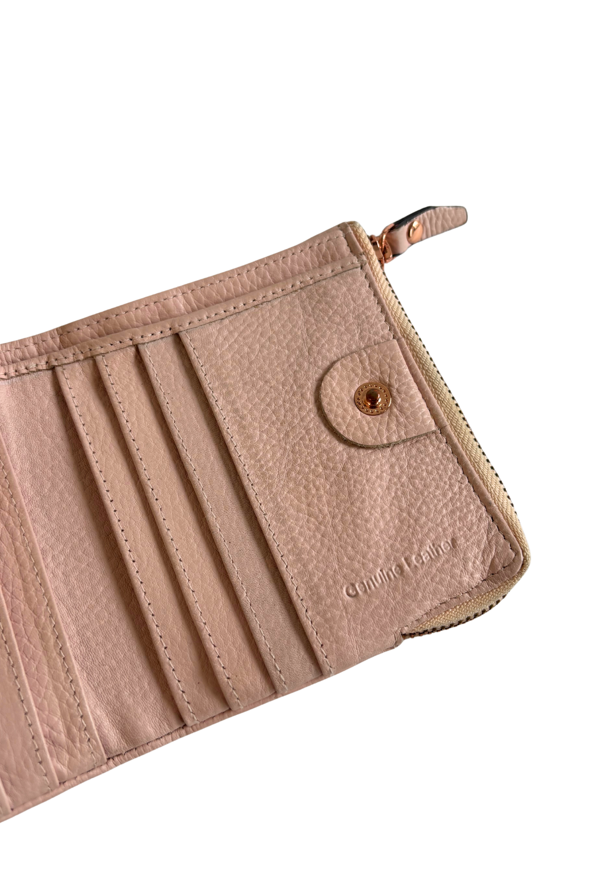 Blush pink genuine leather wallet