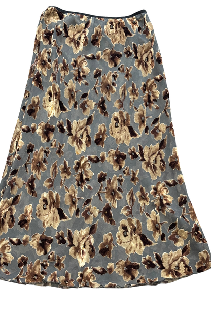 Beautiful sheer velvet flowers maxi skirt, M