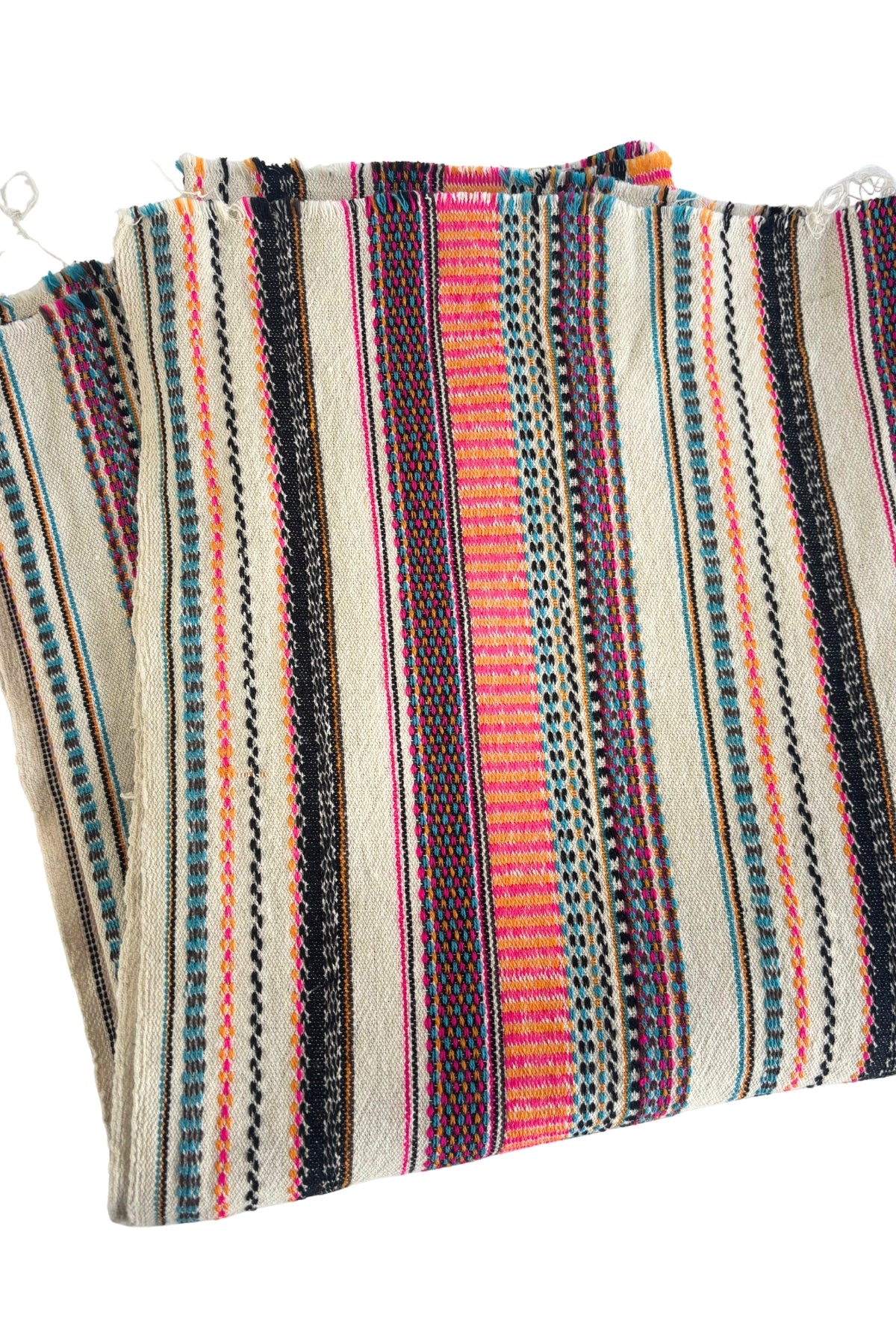 Bright pink + blue woven sarape fabric