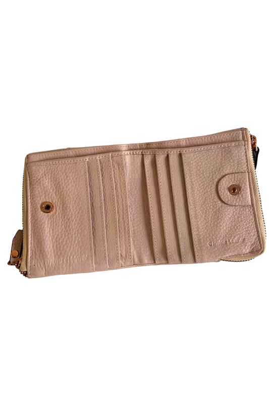 Blush pink genuine leather wallet