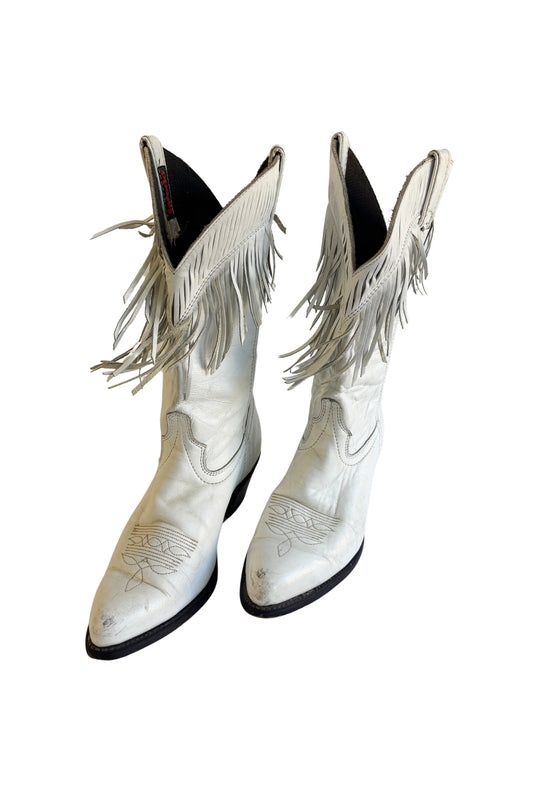 Lovedo white leather vintage cowboy boots, 7